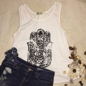 White Bohemian Hand Open Back Tee